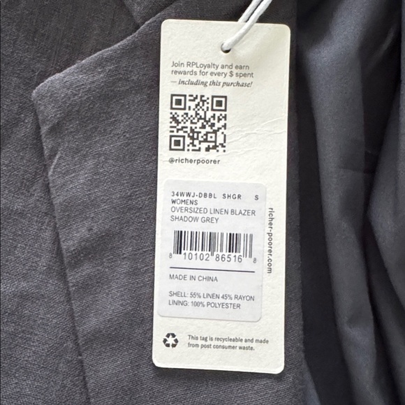 🩶 Richer Poorer Linen Blend Double-Breasted Blazer | Size S | NWT - Picture 6 of 6
